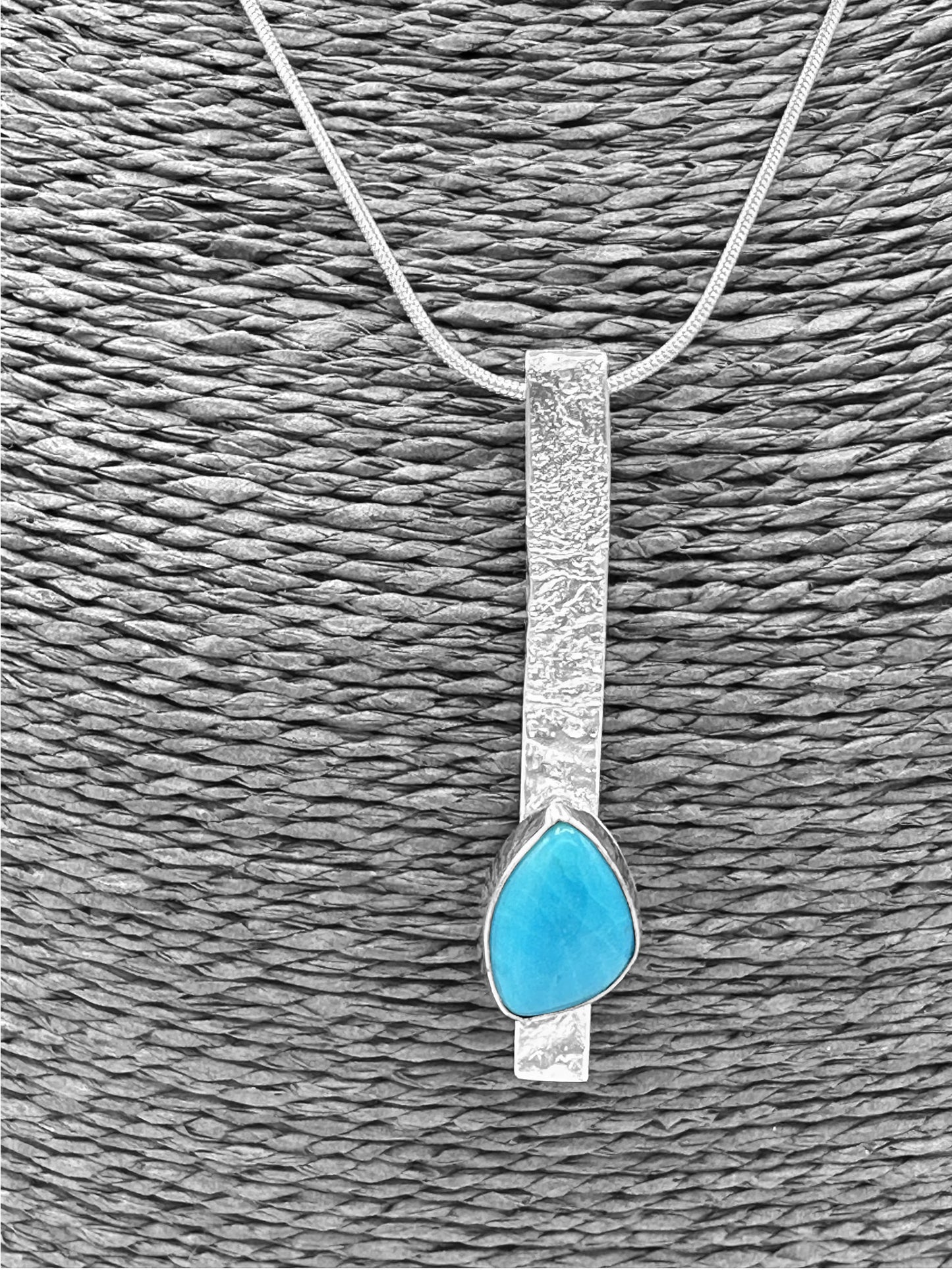Reticulated Silver, Turquoise Pendant