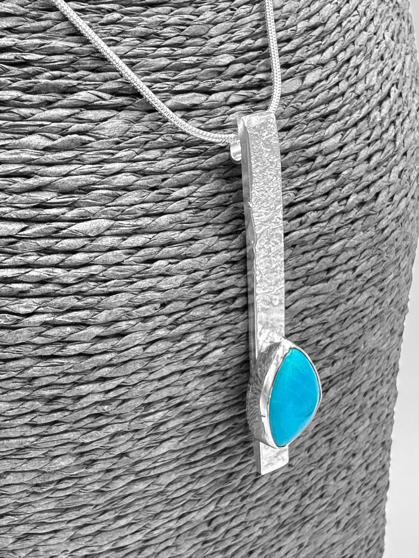 Reticulated Silver, Turquoise Pendant
